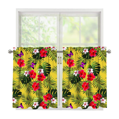 Tropical Exotic Hawaiian Pattern Print Tier Curtains