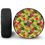 Tropical Exotic Hawaiian Pattern Print Tire Cover With Camera Hole