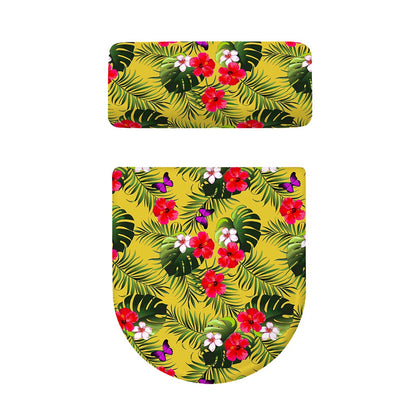 Tropical Exotic Hawaiian Pattern Print Toilet Lid And Tank Cover Set