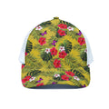 Tropical Exotic Hawaiian Pattern Print White Mesh Trucker Hat