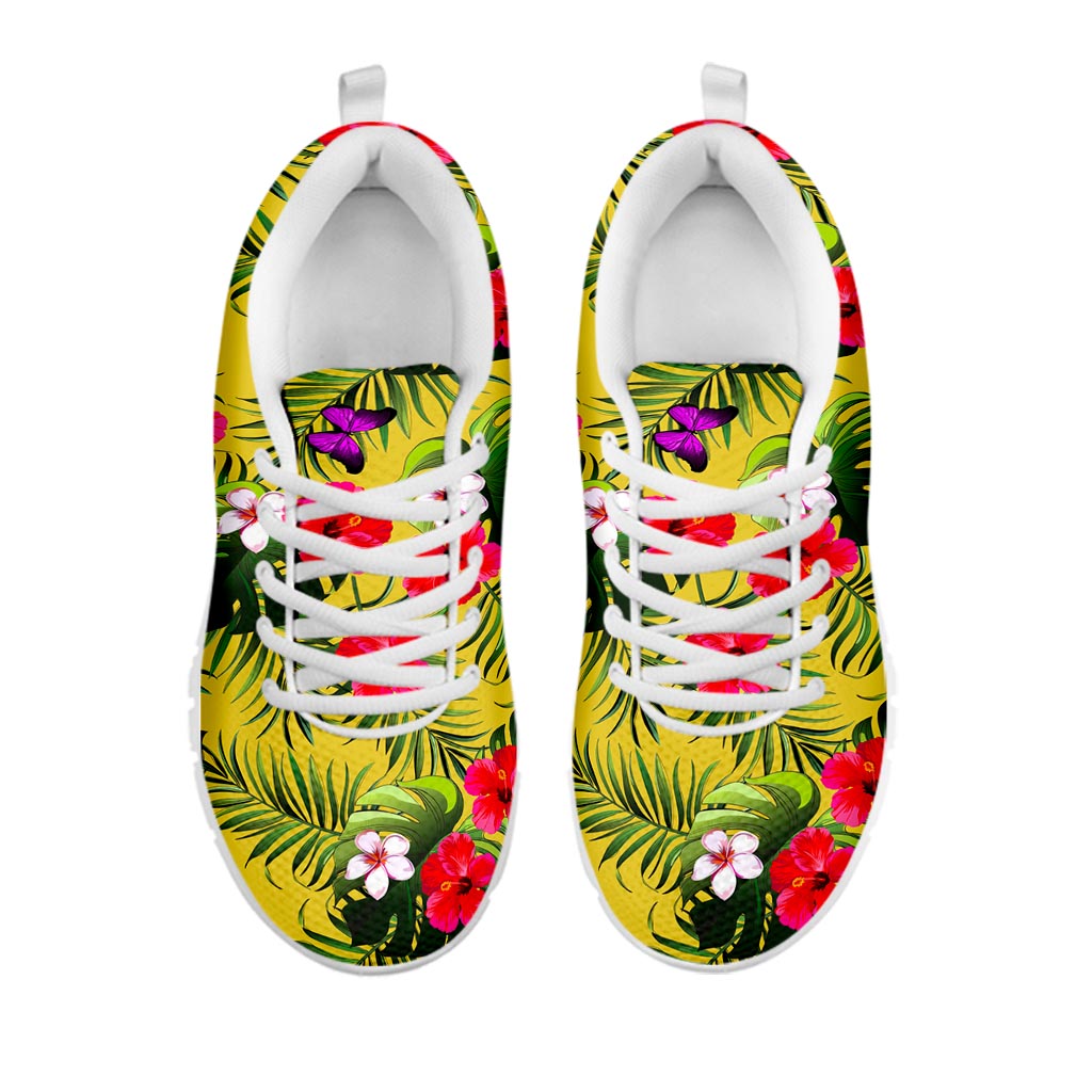 Tropical Exotic Hawaiian Pattern Print White Running Shoes