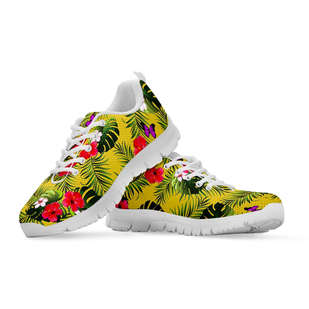 Tropical Exotic Hawaiian Pattern Print White Running Shoes