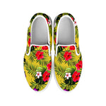 Tropical Exotic Hawaiian Pattern Print White Slip On Sneakers