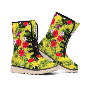 Tropical Exotic Hawaiian Pattern Print Winter Boots