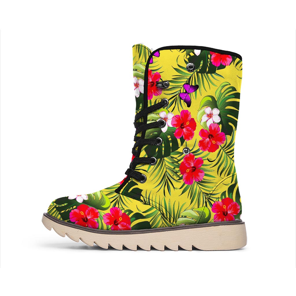 Tropical Exotic Hawaiian Pattern Print Winter Boots