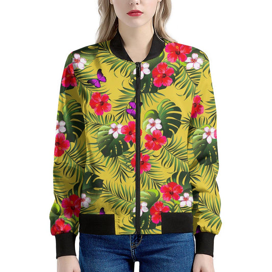 Tropical Exotic Hawaiian Pattern Print Women's Bomber Jacket