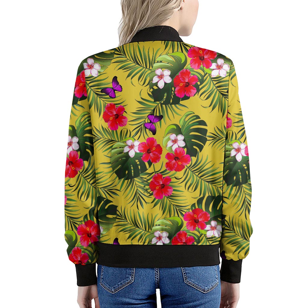 Tropical Exotic Hawaiian Pattern Print Women's Bomber Jacket