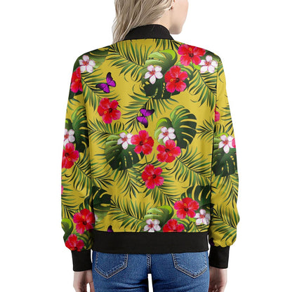 Tropical Exotic Hawaiian Pattern Print Women's Bomber Jacket