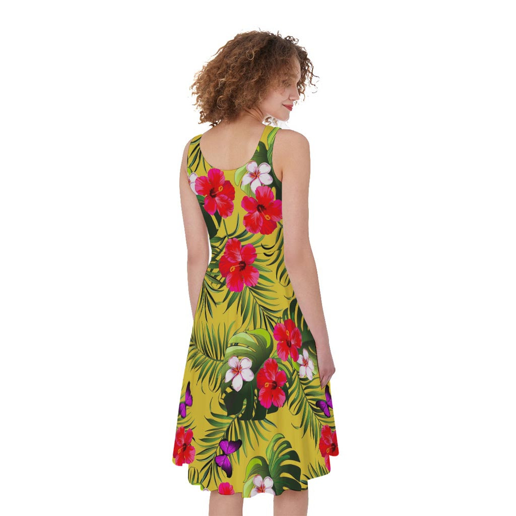 Tropical Exotic Hawaiian Pattern Print Women's Sleeveless Dress