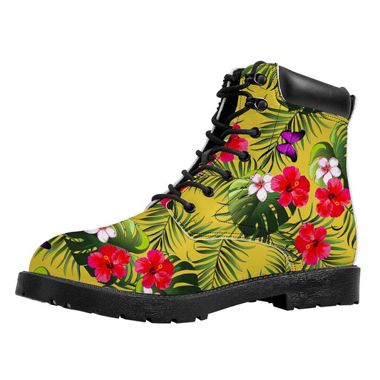 Tropical Exotic Hawaiian Pattern Print Work Boots