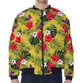 Tropical Exotic Hawaiian Pattern Print Zip Sleeve Bomber Jacket
