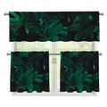 Tropical Fern Leaf Print 3 Piece Kitchen Curtains
