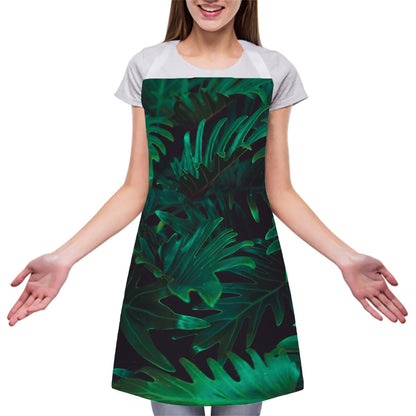 Tropical Fern Leaf Print Adjustable Apron