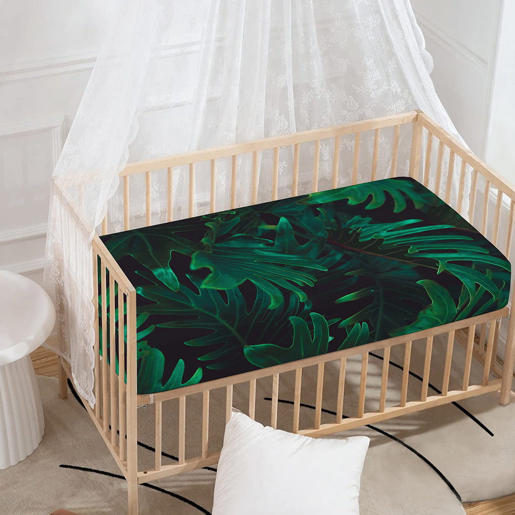 Tropical Fern Leaf Print Baby Crib Sheet