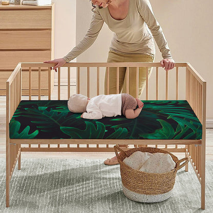 Tropical Fern Leaf Print Baby Crib Sheet