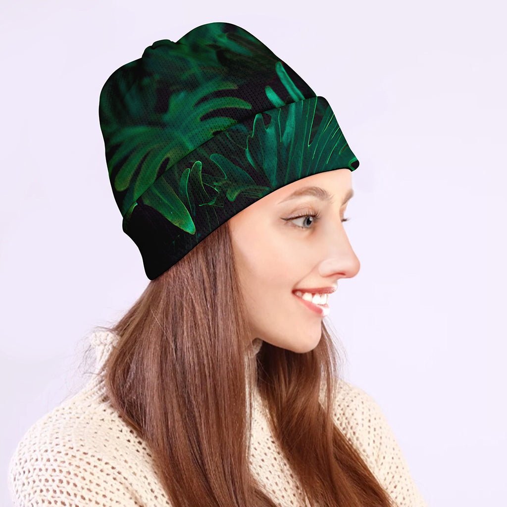 Tropical Fern Leaf Print Beanie