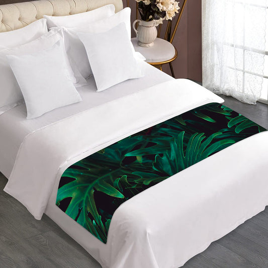 Tropical Fern Leaf Print Bed Runner