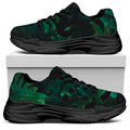 Tropical Fern Leaf Print Black Chunky Shoes