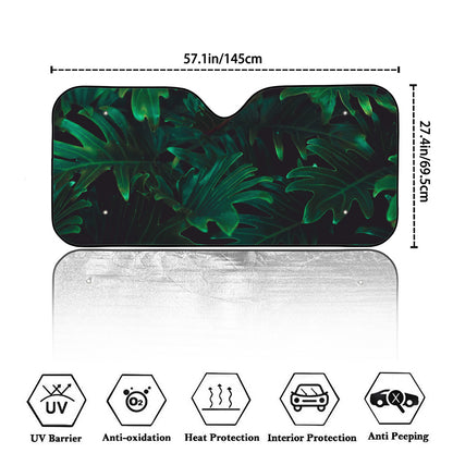 Tropical Fern Leaf Print Car Windshield Sun Shade