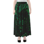 Tropical Fern Leaf Print Chiffon Maxi Skirt