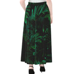 Tropical Fern Leaf Print Chiffon Maxi Skirt