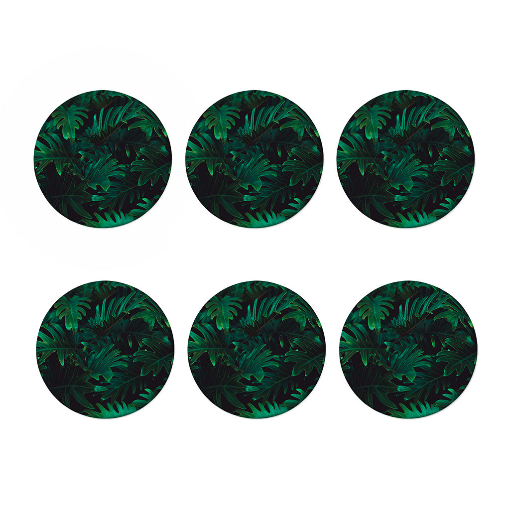 Tropical Fern Leaf Print Coaster Set