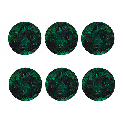 Tropical Fern Leaf Print Coaster Set