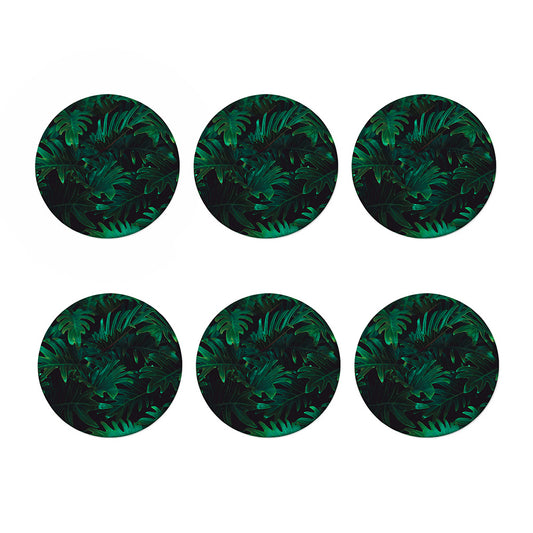 Tropical Fern Leaf Print Coaster Set