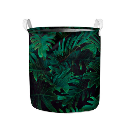 Tropical Fern Leaf Print Collapsible Laundry Basket