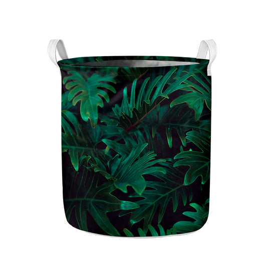Tropical Fern Leaf Print Collapsible Laundry Basket