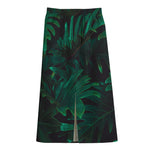 Tropical Fern Leaf Print Cotton Front Slit Maxi Skirt