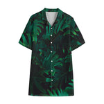 Tropical Fern Leaf Print Cotton Hawaiian Shirt