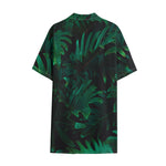 Tropical Fern Leaf Print Cotton Hawaiian Shirt