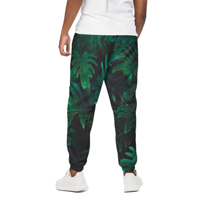 Tropical Fern Leaf Print Cotton Pants