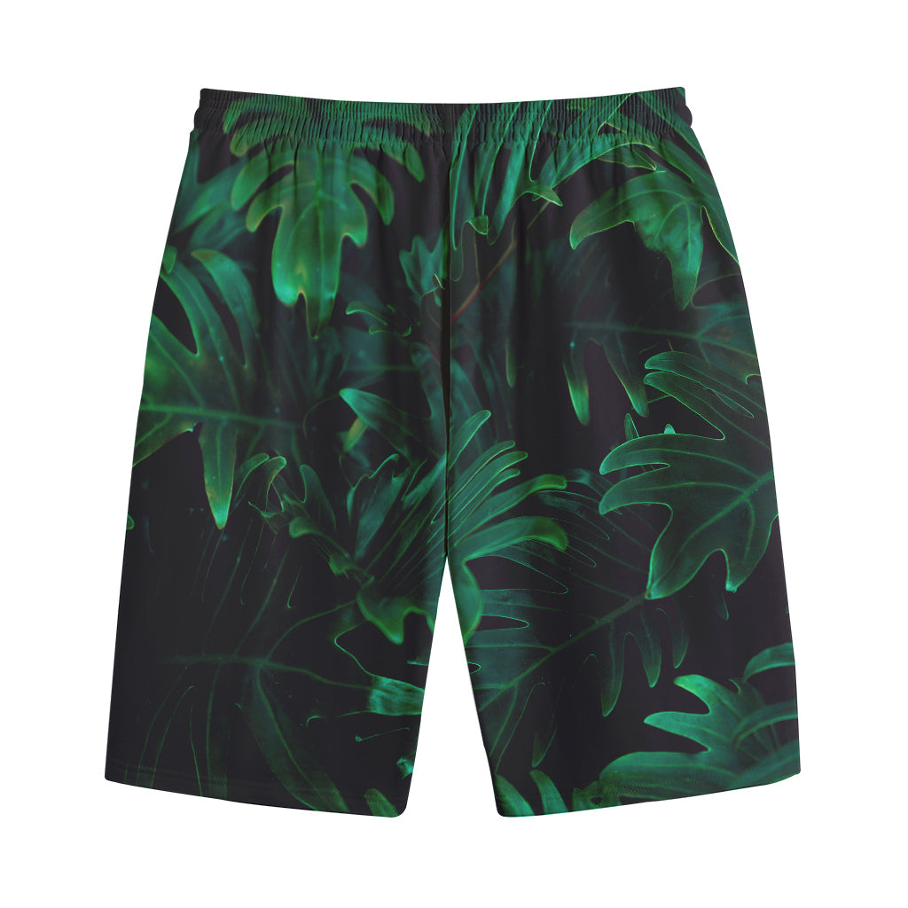 Tropical Fern Leaf Print Cotton Shorts
