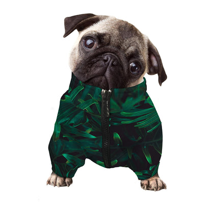 Tropical Fern Leaf Print Dog Zip Up Jacket