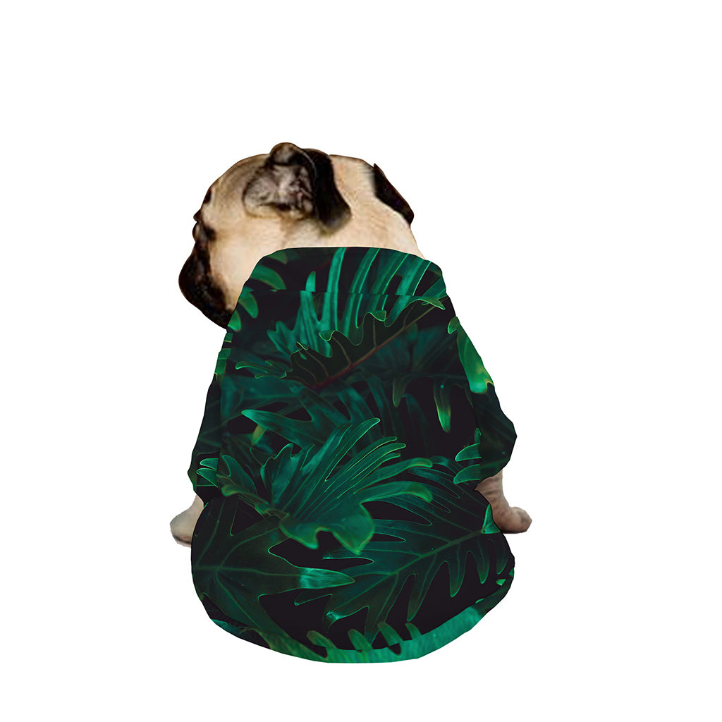 Tropical Fern Leaf Print Dog Zip Up Jacket