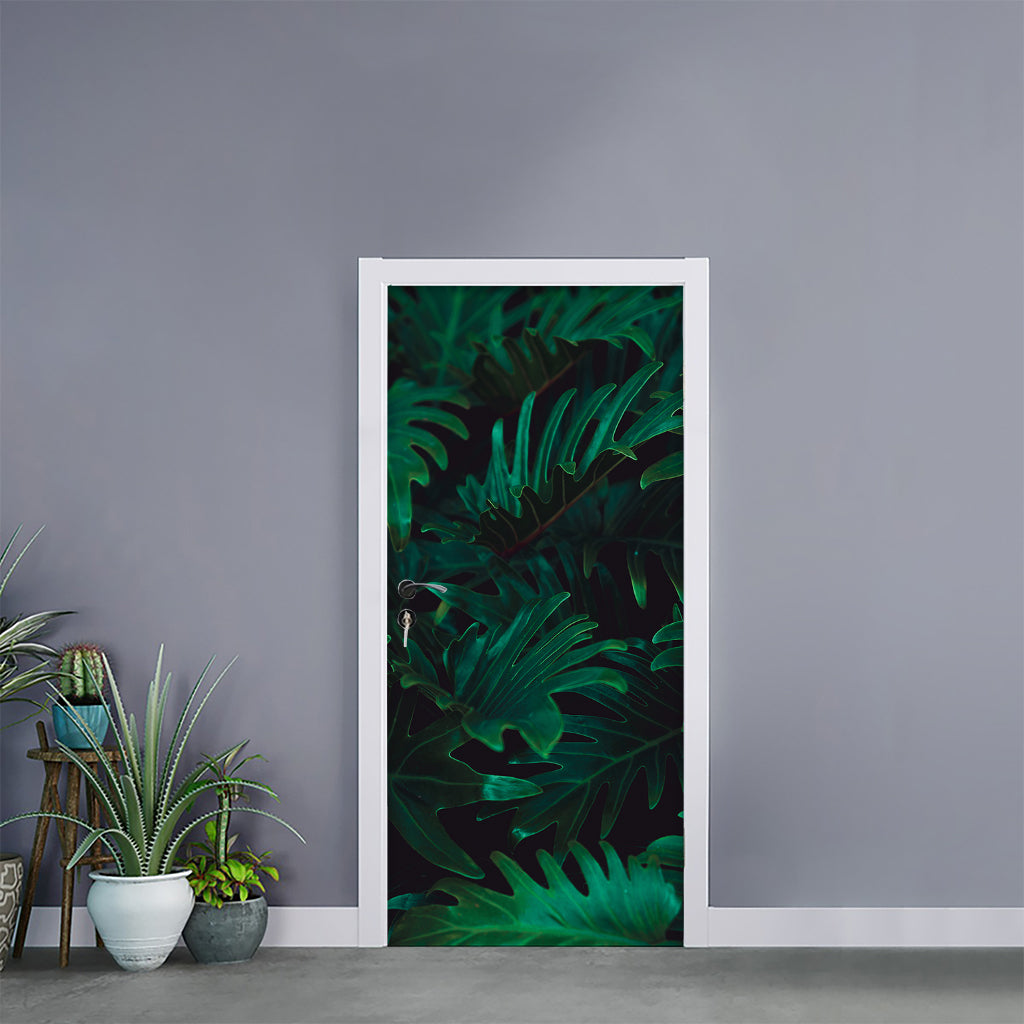 Tropical Fern Leaf Print Door Sticker