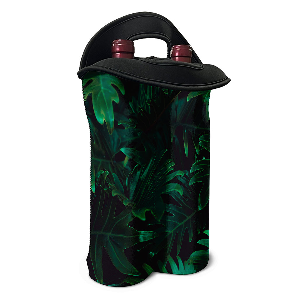 Tropical Fern Leaf Print Double Neoprene Wine Tote