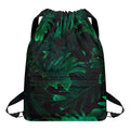 Tropical Fern Leaf Print Drawstring Backpack