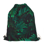 Tropical Fern Leaf Print Drawstring Bag