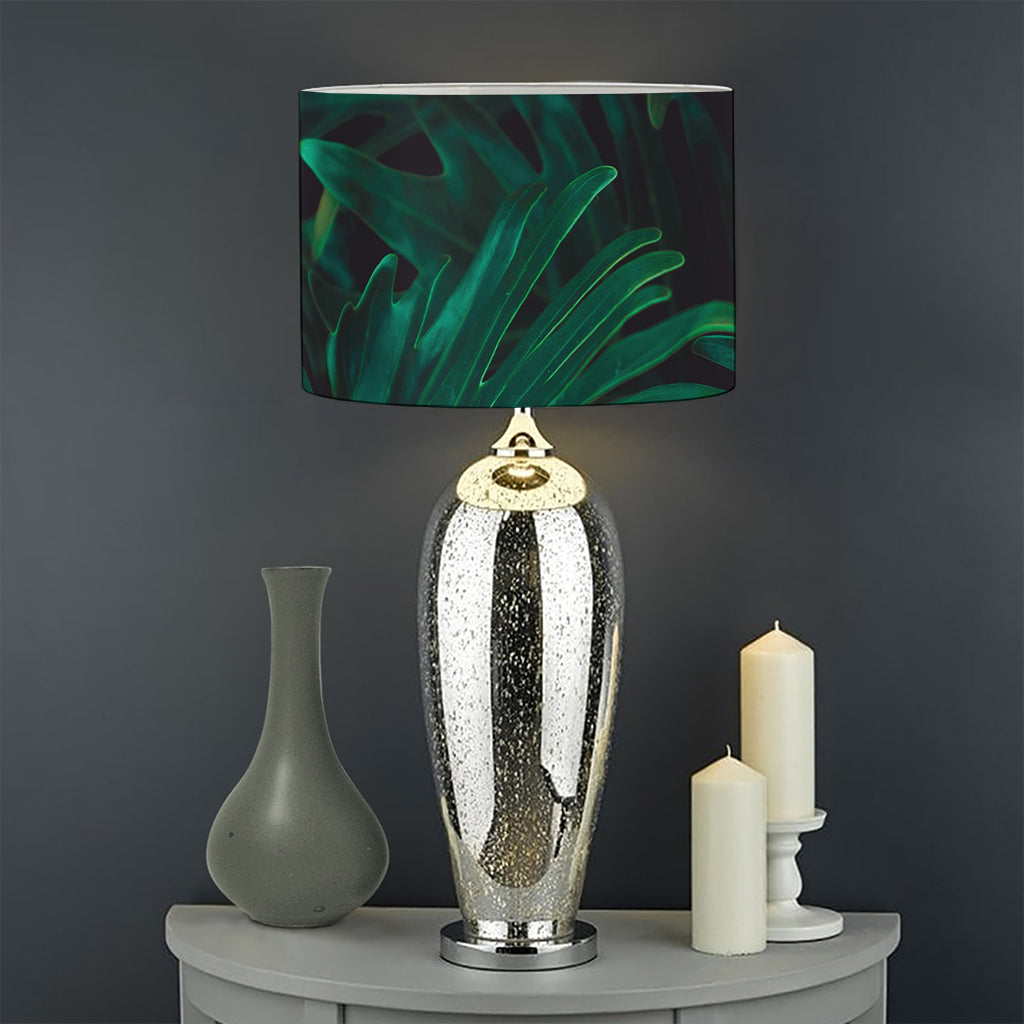Tropical Fern Leaf Print Drum Lamp Shade