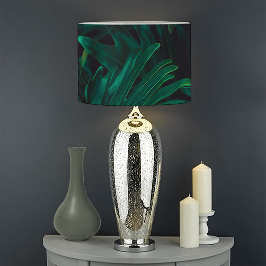 Tropical Fern Leaf Print Drum Lamp Shade