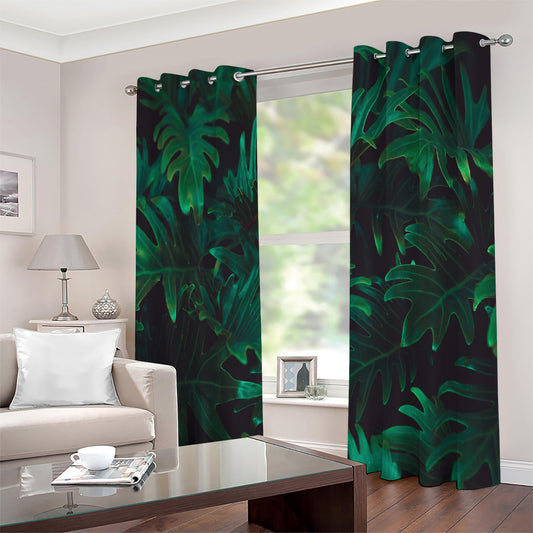 Tropical Fern Leaf Print Extra Wide Grommet Curtains