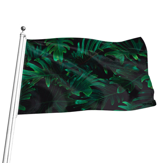 Tropical Fern Leaf Print Flag