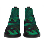 Tropical Fern Leaf Print Flat Ankle Boots