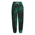 Tropical Fern Leaf Print Fleece Lined Knit Pants