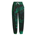 Tropical Fern Leaf Print Fleece Lined Knit Pants