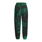 Tropical Fern Leaf Print Fleece Lined Knit Pants