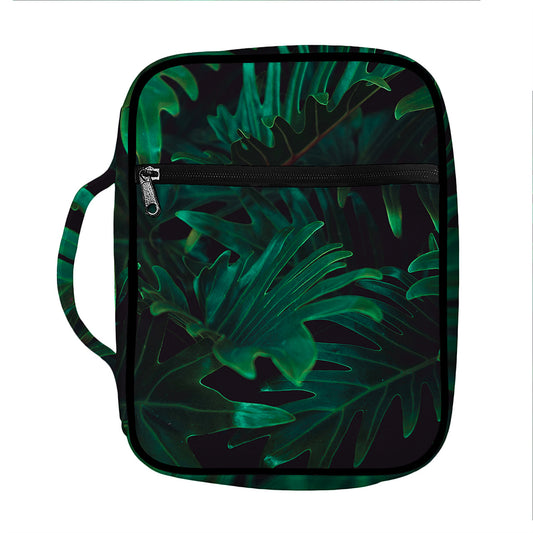 Tropical Fern Leaf Print Front Pocket Bible Bag